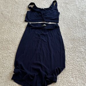 Reformation Navy Midi Dress